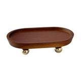 Wooden Serving Tray Organizer Wooden Pedestal Stand for Counter Vanity Fruit 12x20x5cm Deep Brown