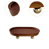 Wooden Serving Tray Organizer Wooden Pedestal Stand for Counter Vanity Fruit 12x20x5cm Deep Brown