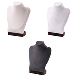Maxbell Necklace Display Chain Bust Stand Holder Ornament for Showcase Shop Tabletop Beige Velvet