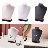 Maxbell Necklace Display Chain Bust Stand Holder Ornament for Showcase Shop Tabletop Beige Velvet