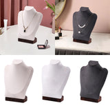 Maxbell Necklace Display Chain Bust Stand Holder Ornament for Showcase Shop Tabletop Beige Velvet