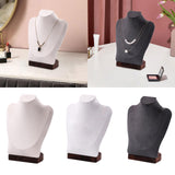 Maxbell Necklace Display Chain Bust Stand Holder Ornament for Showcase Shop Tabletop Beige Velvet