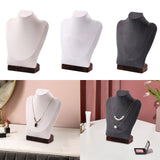 Maxbell Necklace Display Chain Bust Stand Holder Ornament for Showcase Shop Tabletop Beige Velvet