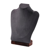 Maxbell Necklace Display Chain Bust Stand Holder Ornament for Showcase Shop Tabletop Dark Grey Velvet