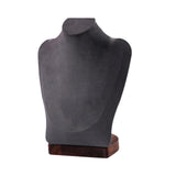 Maxbell Necklace Display Chain Bust Stand Holder Ornament for Showcase Shop Tabletop Dark Grey Velvet