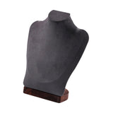 Maxbell Necklace Display Chain Bust Stand Holder Ornament for Showcase Shop Tabletop Dark Grey Velvet