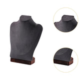 Maxbell Necklace Display Chain Bust Stand Holder Ornament for Showcase Shop Tabletop Dark Grey Velvet