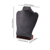 Maxbell Necklace Display Chain Bust Stand Holder Ornament for Showcase Shop Tabletop Dark Grey Velvet
