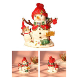 Christmas Snowman Trinket Box Enamel Hinged Jewelry Box Rings Earring Holder White