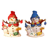 Christmas Snowman Trinket Box Enamel Hinged Jewelry Box Rings Earring Holder White