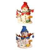 Christmas Snowman Trinket Box Enamel Hinged Jewelry Box Rings Earring Holder White