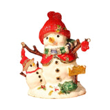 Christmas Snowman Trinket Box Enamel Hinged Jewelry Box Rings Earring Holder White