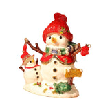 Christmas Snowman Trinket Box Enamel Hinged Jewelry Box Rings Earring Holder White