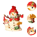 Christmas Snowman Trinket Box Enamel Hinged Jewelry Box Rings Earring Holder White