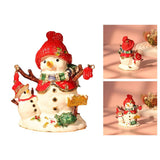 Christmas Snowman Trinket Box Enamel Hinged Jewelry Box Rings Earring Holder White