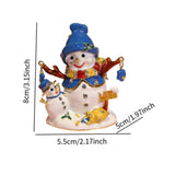 Christmas Snowman Trinket Box Enamel Hinged Jewelry Box Rings Earring Holder Blue