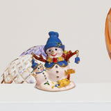 Christmas Snowman Trinket Box Enamel Hinged Jewelry Box Rings Earring Holder Blue