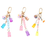 Cute Resin Bear Keychain Creative Gift Pendant for Tote Bag Handbag Backpack Blue Pink