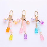 Cute Resin Bear Keychain Creative Gift Pendant for Tote Bag Handbag Backpack Blue Pink