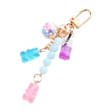 Cute Resin Bear Keychain Creative Gift Pendant for Tote Bag Handbag Backpack Blue Pink