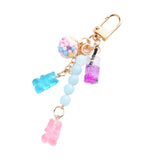 Cute Resin Bear Keychain Creative Gift Pendant for Tote Bag Handbag Backpack Blue Pink