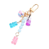 Cute Resin Bear Keychain Creative Gift Pendant for Tote Bag Handbag Backpack Blue Pink