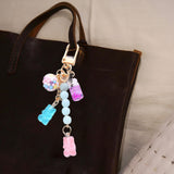 Cute Resin Bear Keychain Creative Gift Pendant for Tote Bag Handbag Backpack Blue Pink