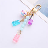 Cute Resin Bear Keychain Creative Gift Pendant for Tote Bag Handbag Backpack Blue Pink