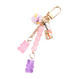 Cute Resin Bear Keychain Creative Gift Pendant for Tote Bag Handbag Backpack Purple Pink