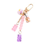 Cute Resin Bear Keychain Creative Gift Pendant for Tote Bag Handbag Backpack Purple Pink