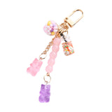 Cute Resin Bear Keychain Creative Gift Pendant for Tote Bag Handbag Backpack Purple Pink