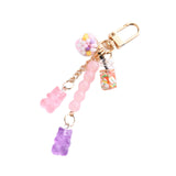 Cute Resin Bear Keychain Creative Gift Pendant for Tote Bag Handbag Backpack Purple Pink