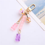 Cute Resin Bear Keychain Creative Gift Pendant for Tote Bag Handbag Backpack Purple Pink