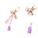 Cute Resin Bear Keychain Creative Gift Pendant for Tote Bag Handbag Backpack Purple Pink