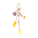 Cute Resin Bear Keychain Creative Gift Pendant for Tote Bag Handbag Backpack Orange Yellow