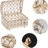Maxbell Rings Storage Box Jewelry Trinket Box for Earrings Necklaces Mother Day Gift Gold L