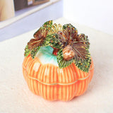 Maxbell Enameled Jewelry Box Delicate Pumpkin Trinket Box for Necklaces Rings Charms