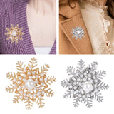 Maxbell Snowflake Brooch Pin Elegant Winter Snowflake Brooch for Dress Clothes Scarf Gold