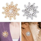 Maxbell Snowflake Brooch Pin Elegant Winter Snowflake Brooch for Dress Clothes Scarf Gold