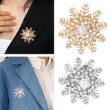 Maxbell Snowflake Brooch Pin Elegant Winter Snowflake Brooch for Dress Clothes Scarf Gold