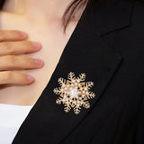 Maxbell Snowflake Brooch Pin Elegant Winter Snowflake Brooch for Dress Clothes Scarf Gold
