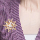 Maxbell Snowflake Brooch Pin Elegant Winter Snowflake Brooch for Dress Clothes Scarf Gold