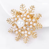 Maxbell Snowflake Brooch Pin Elegant Winter Snowflake Brooch for Dress Clothes Scarf Gold