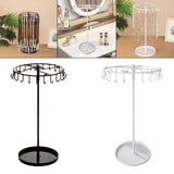 23 Hooks Necklace Holder Rotating Metal Earrings Display Stand for Bracelets Black