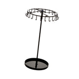 23 Hooks Necklace Holder Rotating Metal Earrings Display Stand for Bracelets Black