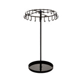 23 Hooks Necklace Holder Rotating Metal Earrings Display Stand for Bracelets Black