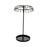 23 Hooks Necklace Holder Rotating Metal Earrings Display Stand for Bracelets Black