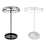 23 Hooks Necklace Holder Rotating Metal Earrings Display Stand for Bracelets Black