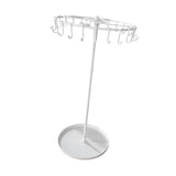 23 Hooks Necklace Holder Rotating Metal Earrings Display Stand for Bracelets White