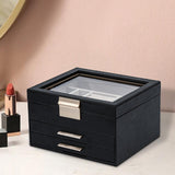 3 Layer Jewelry Box Rings Bracelets Gifts for Women Jewelry Holder Organizer Black